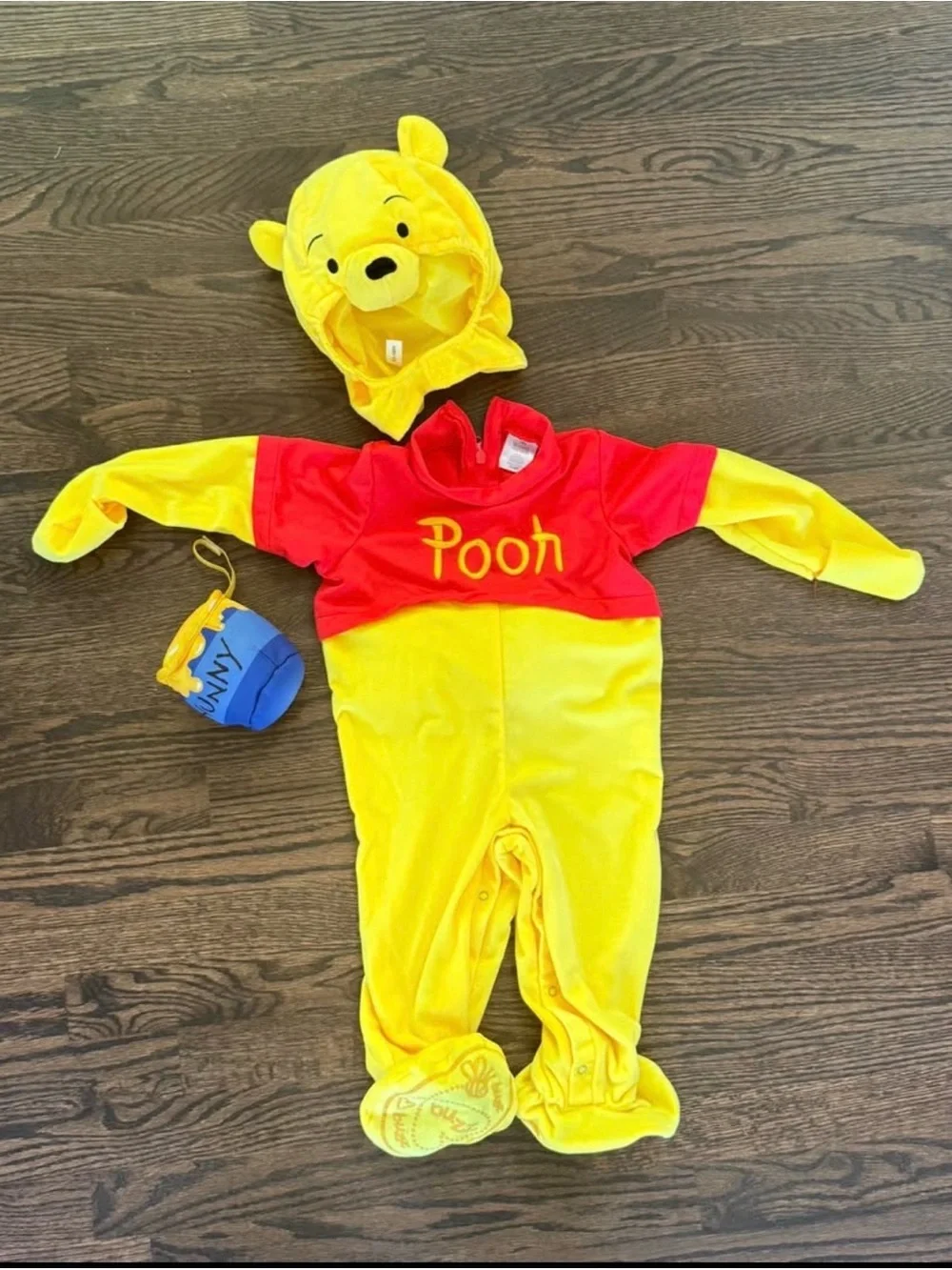 Disney Yellow & Red Winnie the Pooh Plush Costume with Blue Honey Pot